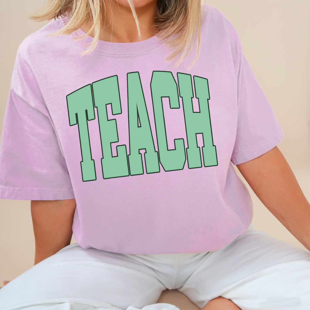 Teach Comfort Color Tee - Orchid / Mint