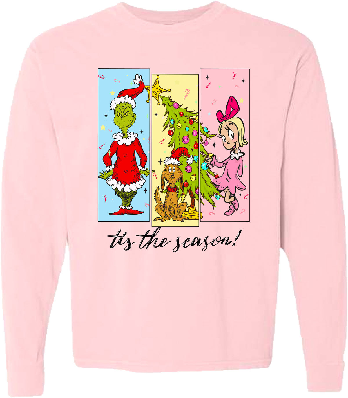 Tis The Season Characters Comfort Color Tee - Long Sleeve