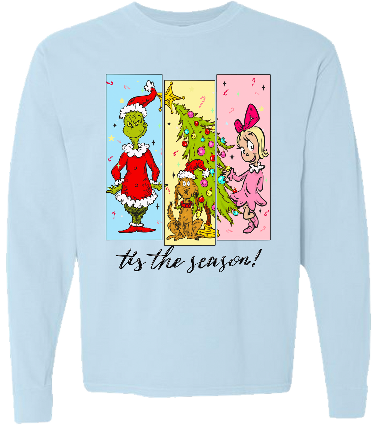 Tis The Season Characters Comfort Color Tee - Long Sleeve