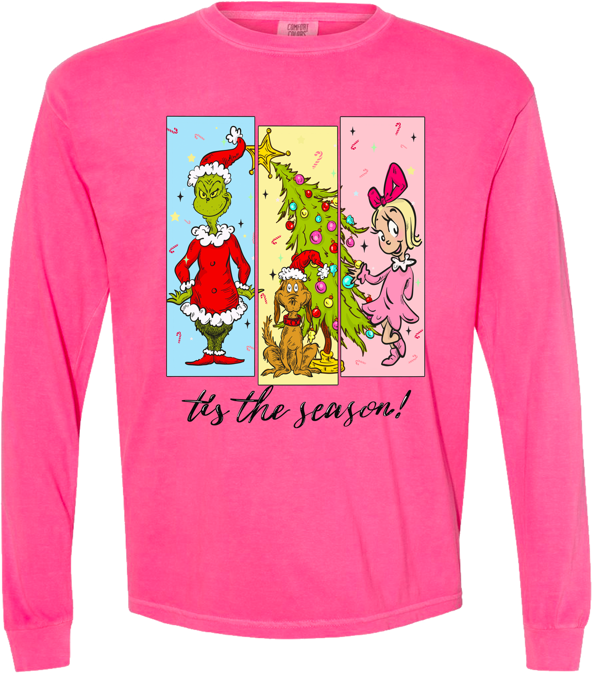 Tis The Season Characters Comfort Color Tee - Long Sleeve