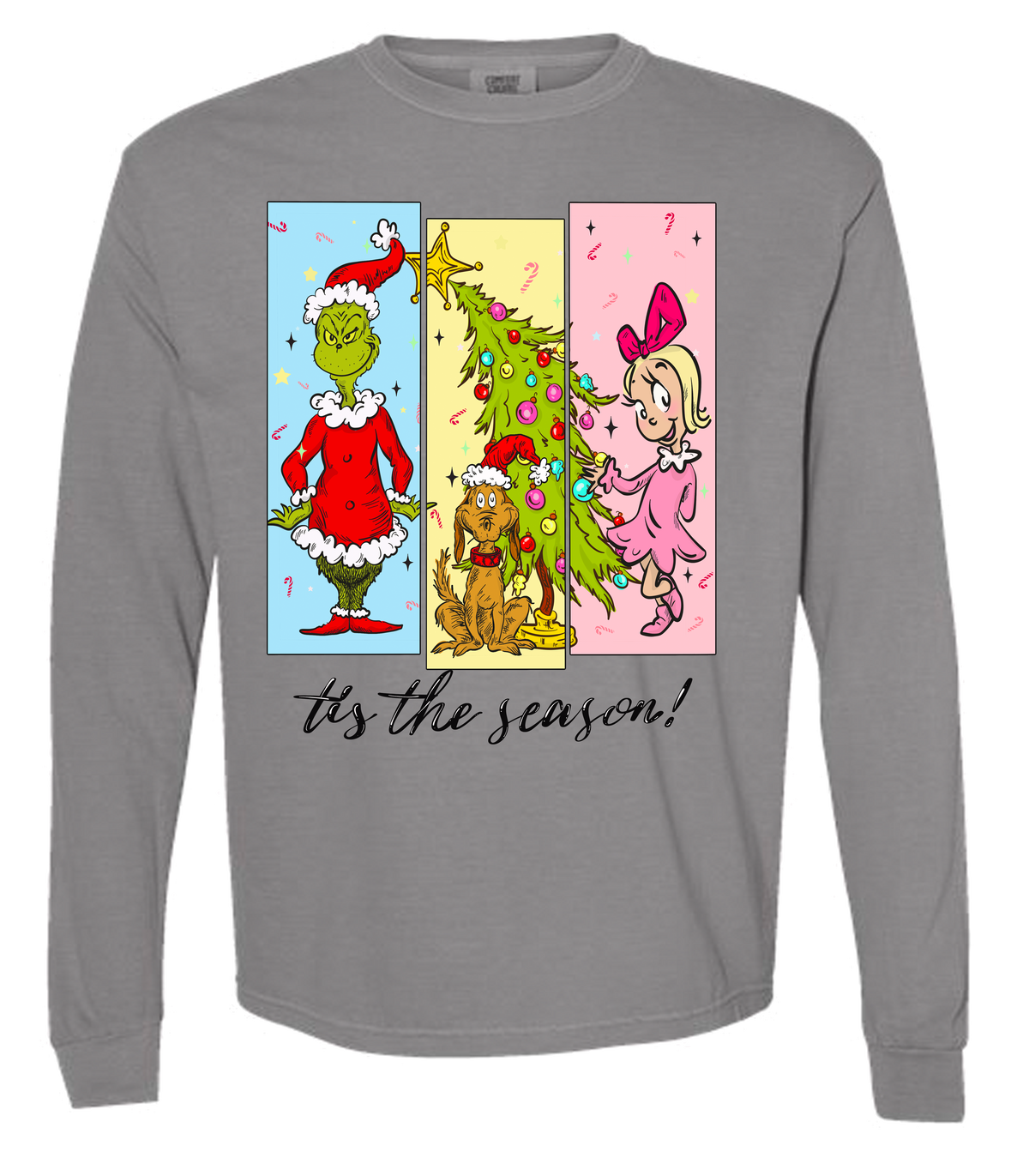 Tis The Season Characters Comfort Color Tee - Long Sleeve