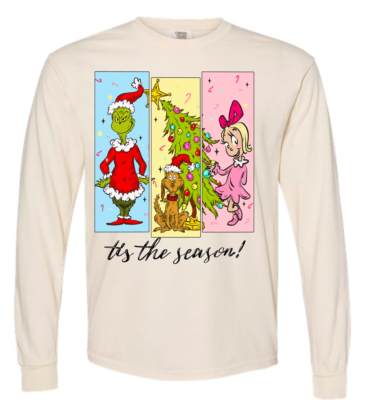 Tis The Season Characters Comfort Color Tee - Long Sleeve