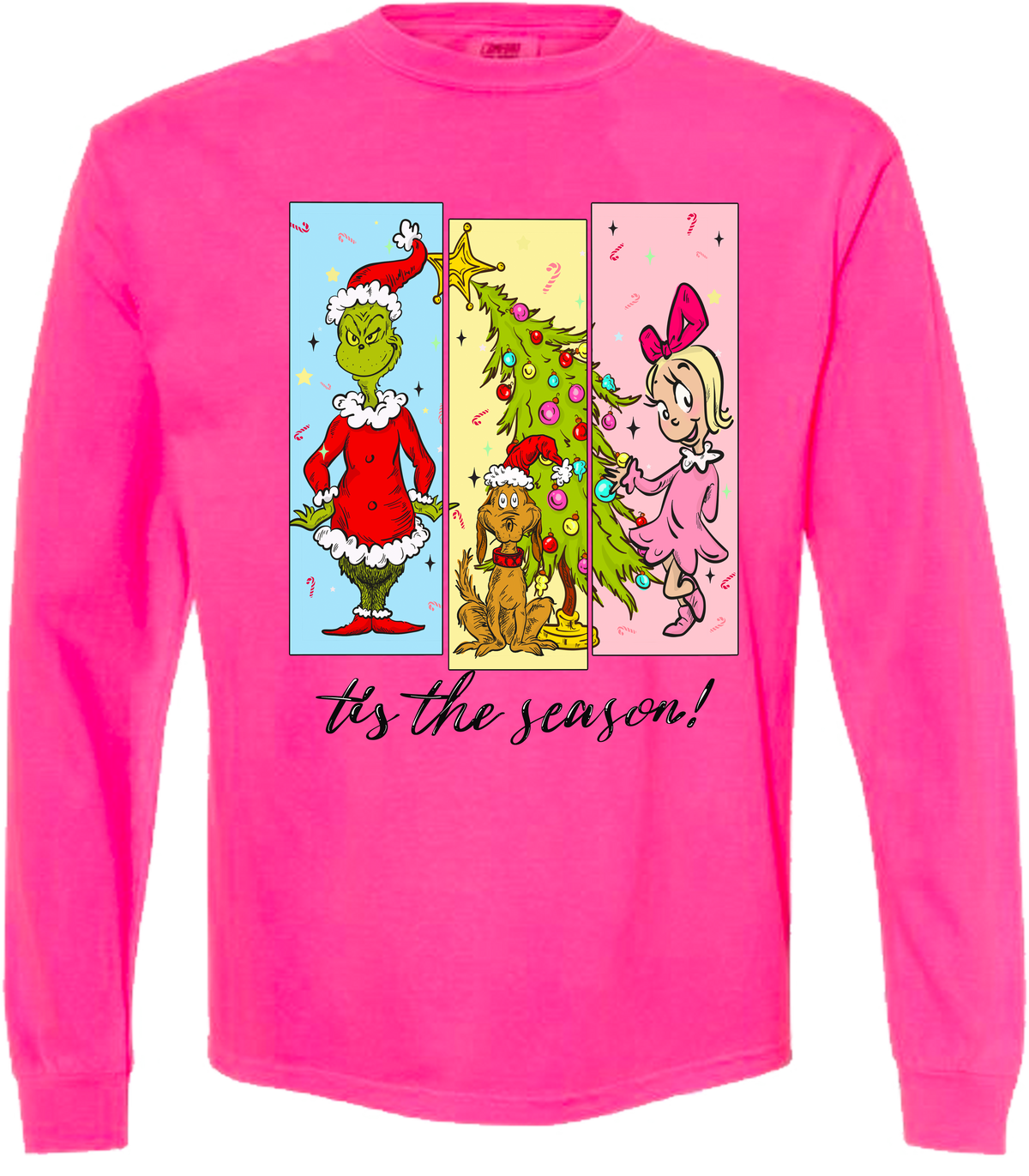 Tis The Season Characters Comfort Color Tee - Long Sleeve