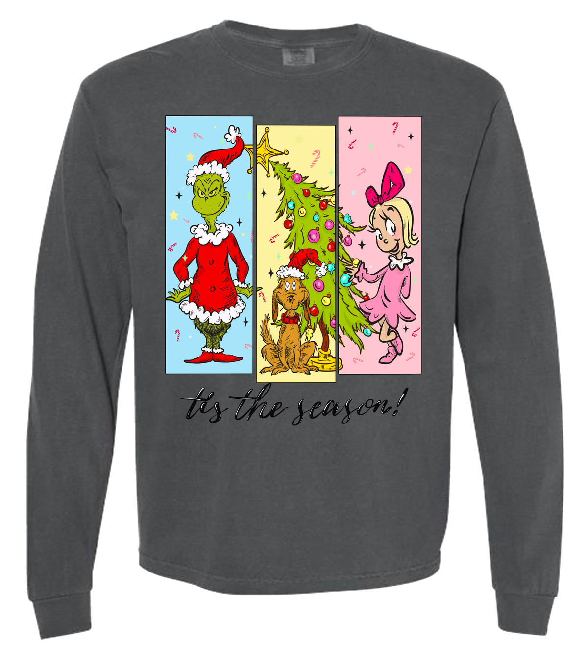 Tis The Season Characters Comfort Color Tee - Long Sleeve