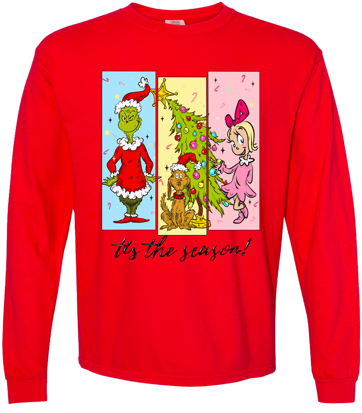 Tis The Season Characters Comfort Color Tee - Long Sleeve