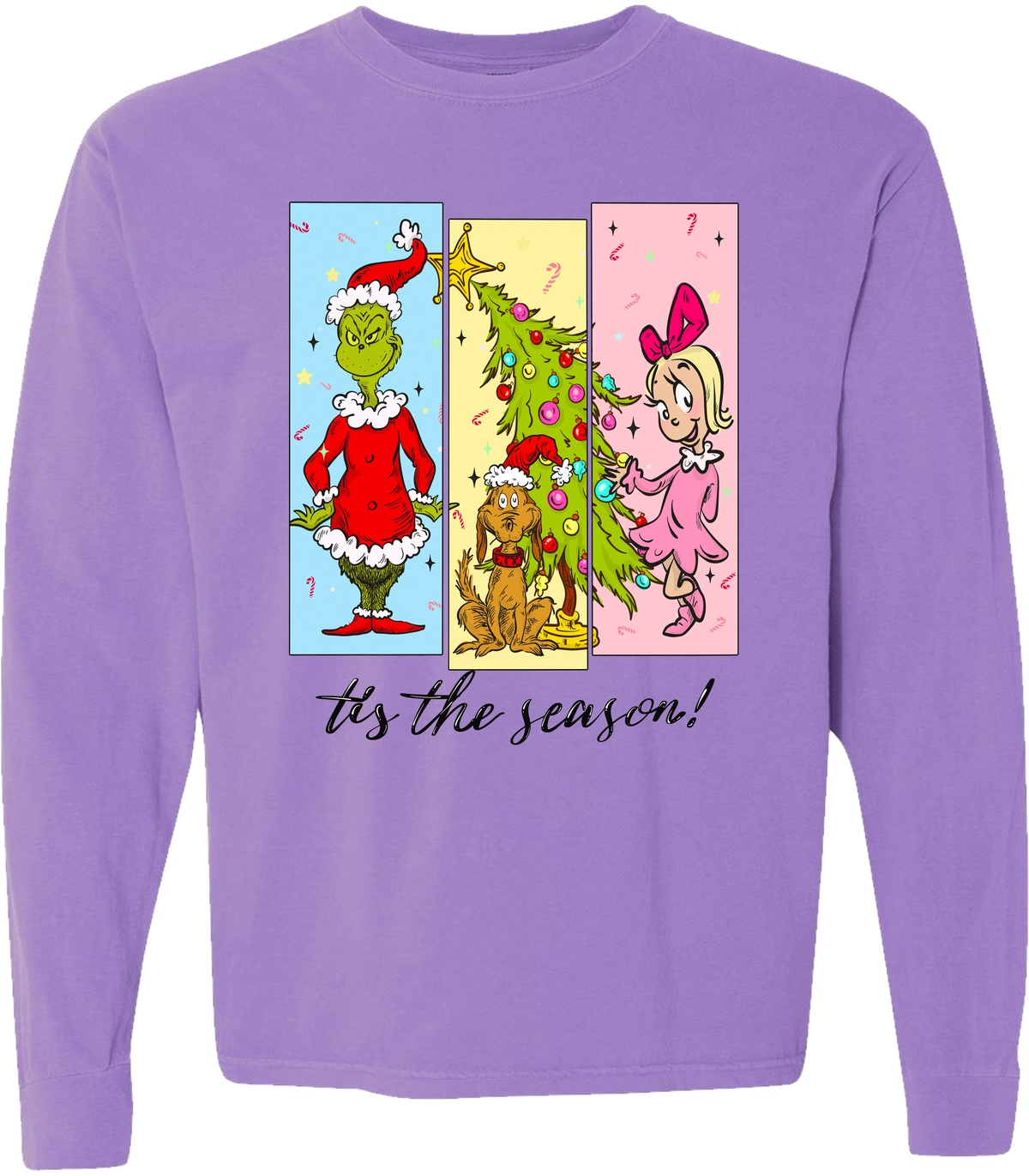 Tis The Season Characters Comfort Color Tee - Long Sleeve