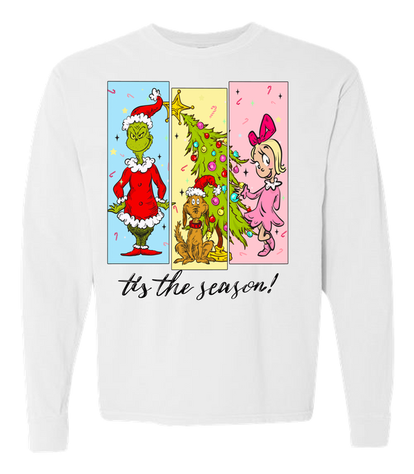 Tis The Season Characters Comfort Color Tee - Long Sleeve