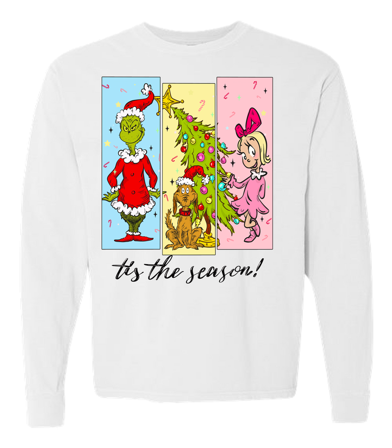 Tis The Season Characters Comfort Color Tee - Long Sleeve