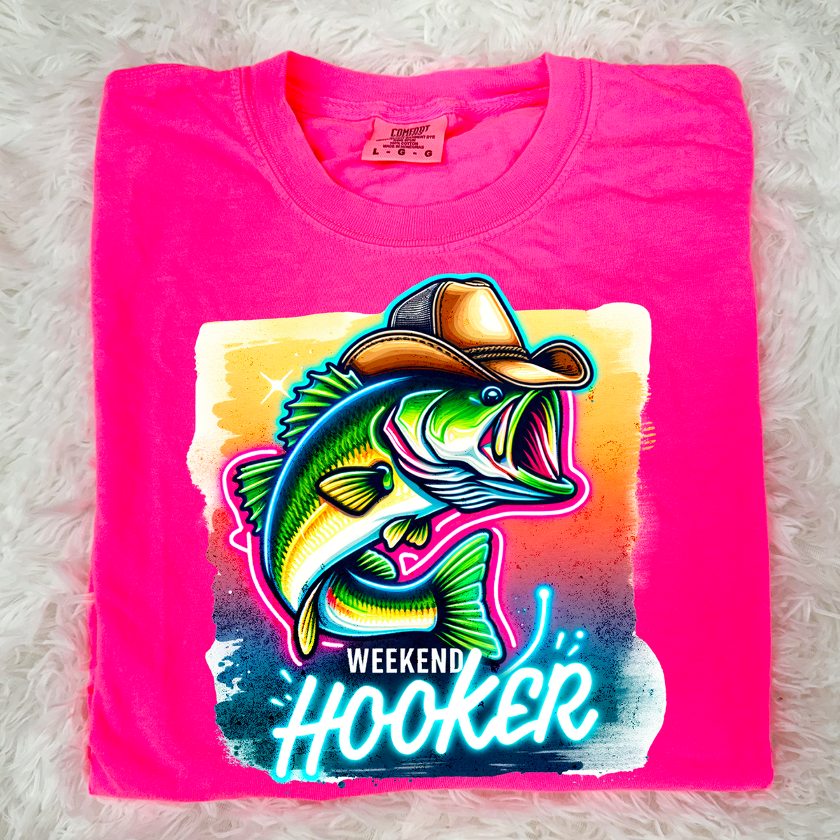 Weekend Hooker Comfort Color Tee - Neon Pink