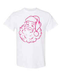 Santa Puff Tee - White / Pink Design