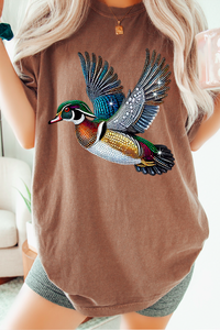 Wood Duck Faux Rhinestones Comfort Color Tee