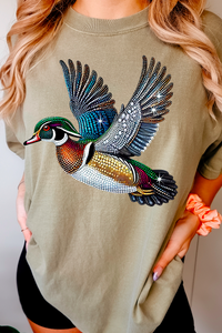 Wood Duck Faux Rhinestones Comfort Color Tee