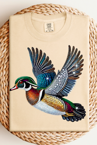 Wood Duck Faux Rhinestones Comfort Color Tee