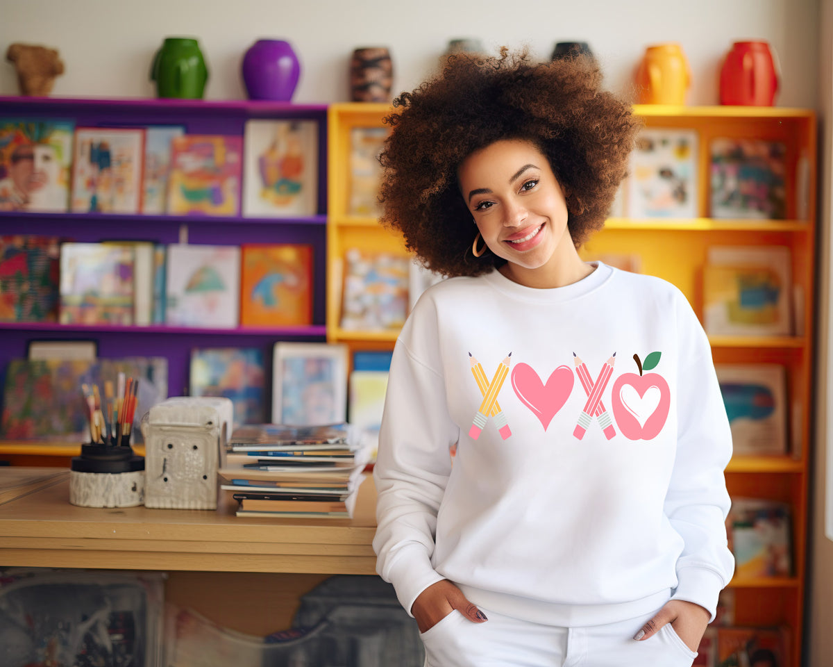 XOXO Teacher Sweatshirt - White